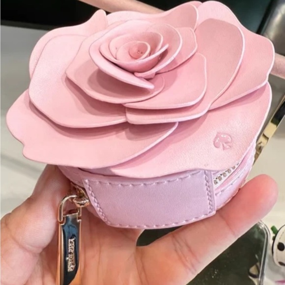 kate spade Accessories - Kate Spade 3D Coin Purse Flora Rose Pink Leather Bag Charm KE691 NWT $149 MSRP